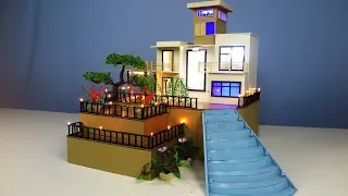 Making Mansion House From Cardboard With LED Lights - Dream House Architecture