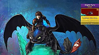 TOOTHLESS MAX LEVEL 180 TITAN MODE - SHOWING ALL HIS COSTUMES - Dragons: Rise of Berk New Update