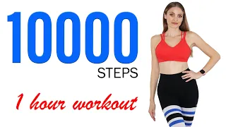 🔥 Energetic 10000 Steps in 1 Hour / All Standing FAST Walking Workout At Home + Cool Down