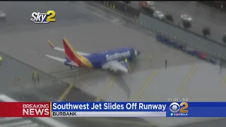 Southwest Plane Skids Off Runway In Burbank, Flights Canceled