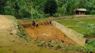 POND EXPANSION To Help Fish Grow! Duong doing heavy work disease relapse | Primitive Skills