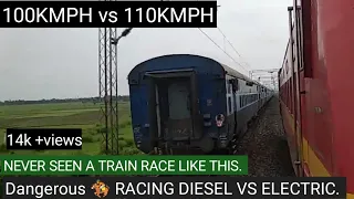 🚆Indian rail  parallel Race || Bagh express 110/hr races with Howrah jaynagar. Indian railways ll