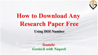 How to Download any Research Paper Free using DOI Number | Geotech with Naqeeb