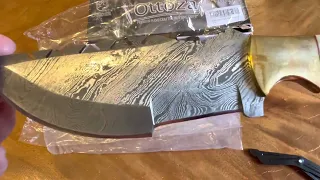 Unboxing: Ottoza Handmade Damascus Tracker Knife with Bone Handle No.115