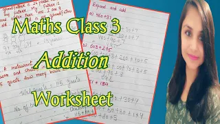 Addition Worksheet for class 3 / Maths for class 3 /Daily Practice Worksheet