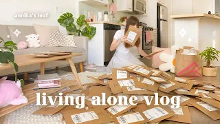 productive week packing hundreds of orders 📦🌷 living alone, running a one-woman business, traveling?