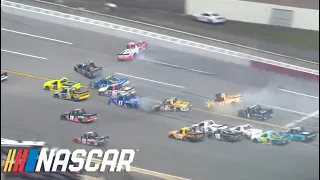 Huge wrecks breaks out in the NASCAR Truck Series race at Talladega Superspeedway