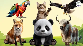 Love The Life Of Cute Animals Around Us: Parrot, Cat, Eagle, Buffalo, Panda, Leopard