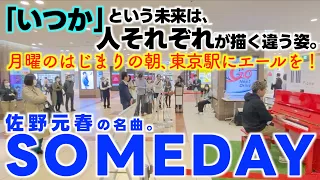 [ストリートピアノ]佐野元春の名曲｢SOMEDAY｣を月曜日の忙しい東京駅のはじまりの朝に弾いてみた。[TokyoStationPiano]