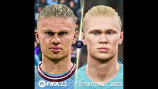 FIFA 23 vs eFootball 2023 Manchester City Player Faces Comparison