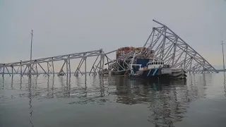 Metal framework of Key Bridge coming down as city expands shipping access