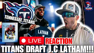 A Titans Fans LIVE REACTION to Titans Drafting J.C Latham!