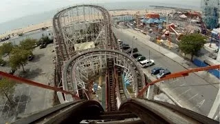 Coney Island Cyclone Roller Coaster POV Front Seat New York City