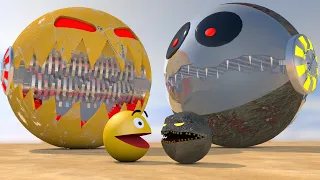 Pacman & Giant Shredder Robot vs Zombie-Pac & Robot Zombie Monster