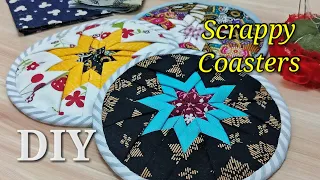 DIY Folded Star Coasters - Fabric Scraps Idea ∥ DIY折叠星形杯垫 - 碎布利用