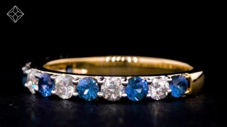 Sapphire and 0.50ct Diamond Asteria Eternity Ring in 18K White Gold Version - FT85-UY