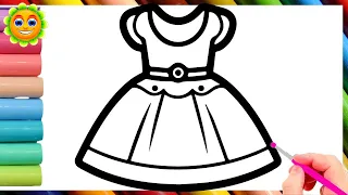 Cute Dress Drawing, Painting & Coloring for Kids . Drawing and Coloring dress For Kids