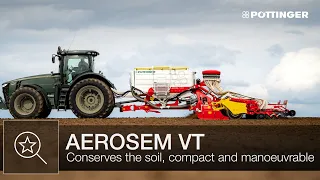Conserving the soil, compact and manoeuvrable, trailed seed drill combination AEROSEM VT | PÖTTINGER