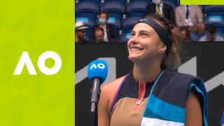 Aryna Sabalenka: "I was just trying to stay focused!" (3R) on-court interview | Australian Open 2021