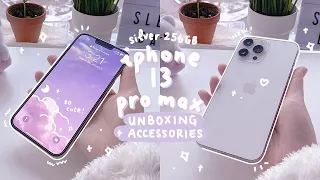 [ unboxing ☻ ] aesthetic iphone 13 pro max & accessories ⭐️🌷 | silver 256gb