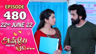 Anbe Vaa Serial | Episode 480 | 22nd June 2022 | Virat | Delna Davis | Saregama TV Shows Tamil