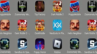 Nextbots In Playground Mod,Sandbox In Space,Poppy Horror,Zoonomaly Mobile,Poppy Playtime 3,Roblox