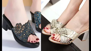 2021 LOW TO MID HEEL DESIGNS OF FOOTWEARS||BEAUTIFUL SANDALS WITH HEELS AND STYLE||#SBLEO