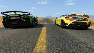 Lamborghini Aventador SVJ vs McLaren 765LT - Drag Race