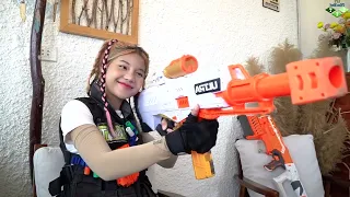 LTT Nerf Mod : Couple S.W.A.T Warriors Use Nerf Guns High Tech Fight Crime Group Dangerous Mask