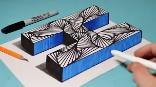 Easy Trick Art Drawing / How to Draw 3D Letter H / Anamorphic Illusion