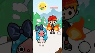 Ice power girl fell in love with fire power boy part 2 🩵🌸❤️‍🔥❄️ | Toca life love story #shorts