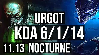 URGOT vs NOCTURNE (TOP) | Rank 3 Urgot, 6/1/14, 800+ games, Dominating | NA Challenger | v11.13