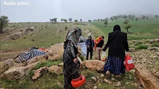 "Rain dancing on the family tent: visiting a beautiful village and helping nomads on a rainy day"