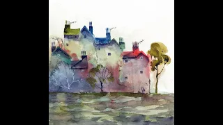 Mike Jackson watercolour of Quirky houses
