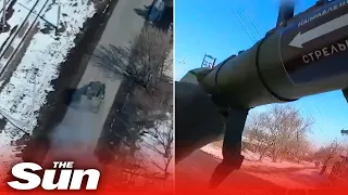 Moment Ukrainian armed forces ambush Russian transport outside Kharkiv