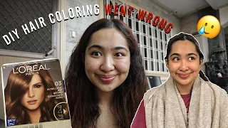 diy hair dye GONE WRONG 🥲 | L'Oreal Ultra Light Ash Brown