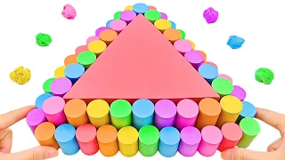 Satisfying Video l How to Make Rainbow 2 Storey Triangle with Kinetic Sand Cutting ASMR