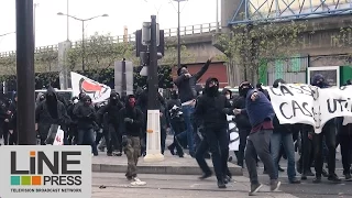 Manifestation anti-FN. Nombreux incidents / Aubervilliers (93)  Paris - France 16 avril 2017