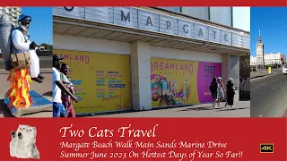 Margate Kent UK Main Sands Beach Walk In 4K Summer 2023