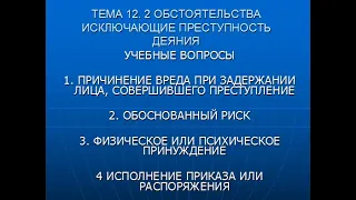 ТЕМА 12  2 ОБСТОЯТЕЛЬСТВА ИСКЛЮЧАЮЩИЕ ПРЕСТУПНОСТЬ ДЕЯНИЯ