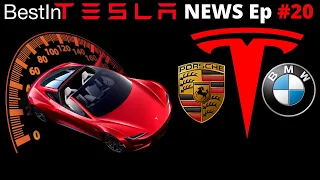 Tesla Model 3 in EV race against Porsche | Roadster will do 0-60 in 1.1 sec | Tesla breaks 400 miles