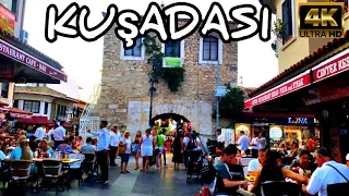 KUŞADASI CITY CENTER NIGHT WALKING TOUR | 25 August 2023 | 4k UHD 60fps | Wanderlust Feet Vlog