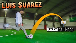 Can Luis Suarez score into a basketball hoop from 35m away?