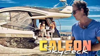 Touring this 2019 GALEON 510 SKYDECK Charter Yacht // Cruiser Flybridge