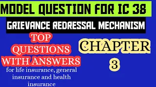 GRIEVANCE REDRESSAL MECHANISM |IC 38 IMPORTANT QUESTIONS ANSWERS | CHAPTER 3 | IC38 EXAM PREPRATION