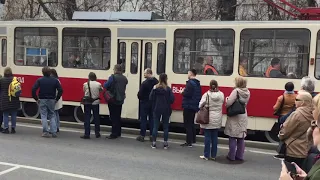 Парад трамваев в Москве 20 апреля 2019 года на Чистопрудном бульваре.