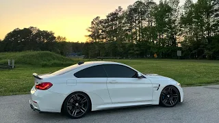 Straight piped BMW M4 fighting for traction - POV