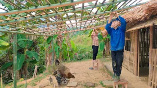How to make a bamboo truss, Cooking bran for pigs to eat, taking care of animals - Episode 32