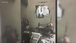 Burglar smashes through concrete wall