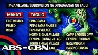 Subdivisions, villages, schools traversed by Valley Fault System